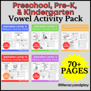 Vowel Worksheets for Preschool and Kinder - Literacy & Play